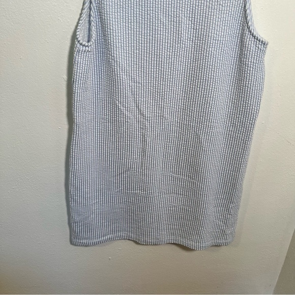 Green Envelope Sleeveless Shift Dress Blue White Seersucker XL - Picture 7 of 8